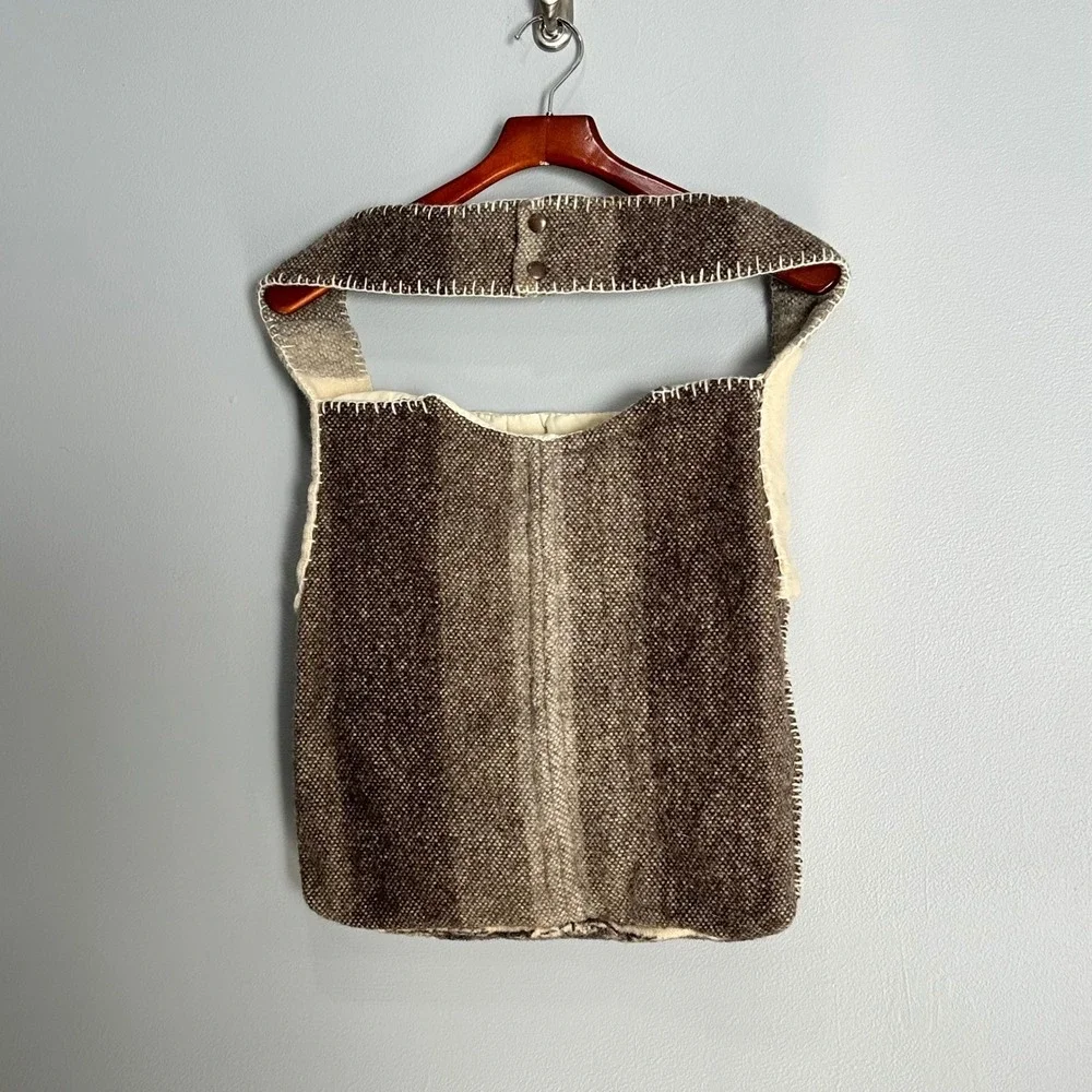 Vintage Handcrafted Wool Blanket Tote Bag Upcycled Kangaroo Graphic Artisanal‎